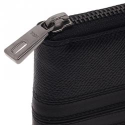 Tod's Black Leather Zip-Around Compact Wallet