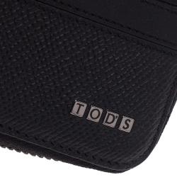 Tod's Black Leather Zip-Around Compact Wallet