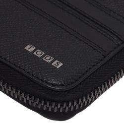 Tod's Black Leather Zip-Around Compact Wallet