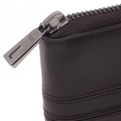 Tod's Dark Brown and Mustard Leather Zip-Around Compact Wallet 