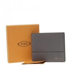 Tod's Grey Leather Compact Bifold  Wallet 
