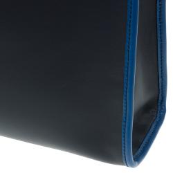 Pre Owned Tod's Black/Blue Leather Slim Zip Script Tote