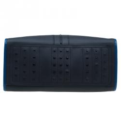 Tod's Navy Blue Leather Script Tote