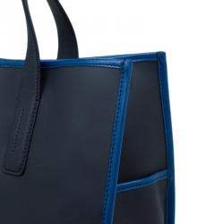 Tod's Navy Blue Leather Script Tote