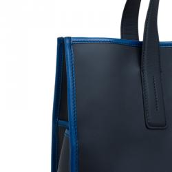 Tod's Navy Blue Leather Script Tote