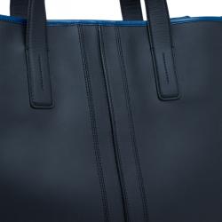 Tod's Navy Blue Leather Script Tote