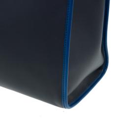Tod's Navy Blue Leather Script Tote