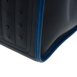 Tod's Navy Blue Leather Script Tote
