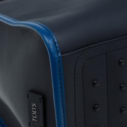 Tod's Navy Blue Leather Script Tote
