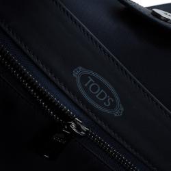 Tod's Navy Blue Leather Script Tote