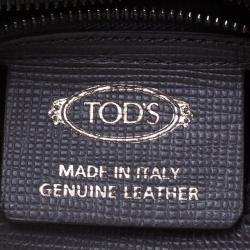 Tod's Grey Leather Double Stripe Reporter Bag