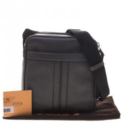 Tod's Grey Leather Double Stripe Reporter Bag
