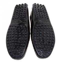 مملوكة مسبقًا Tod's Black Lizard Leather Penny Loafers Size 44
