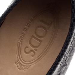 مملوكة مسبقًا Tod's Black Lizard Leather Penny Loafers Size 44