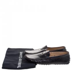 مملوكة مسبقًا Tod's Black Lizard Leather Penny Loafers Size 44