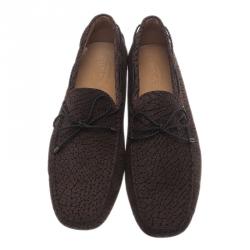 Pre Owned حذاء تودز جلد بني مجعد بفيونكة مقاس 46