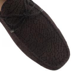 Pre Owned حذاء تودز جلد بني مجعد بفيونكة مقاس 46