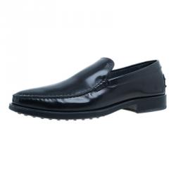 Tod's Black Leather Loafers Size 45