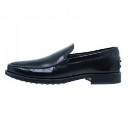 Pre Owned Tod's Black Leather Loafers Size 45