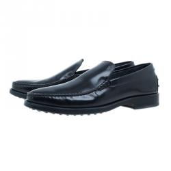 Pre Owned Tod's Black Leather Loafers Size 45