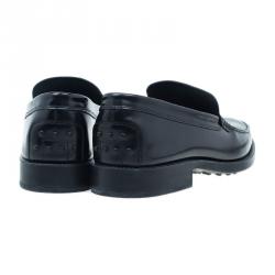 Pre Owned Tod's Black Leather Loafers Size 45