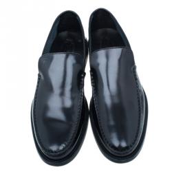 Pre Owned Tod's Black Leather Loafers Size 45