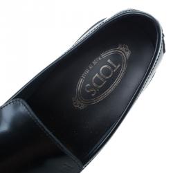 Pre Owned Tod's Black Leather Loafers Size 45