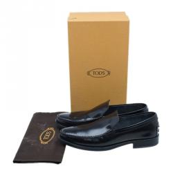Pre Owned Tod's Black Leather Loafers Size 45
