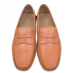 Tod's Orange Leather Penny Loafers Size 42