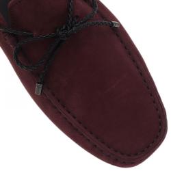 Pre Owned حذاء لوفرز تودز بفيونكة جلد مدبوغ عنابي مقاس 42.5