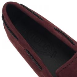 Pre Owned حذاء لوفرز تودز بفيونكة جلد مدبوغ عنابي مقاس 42.5