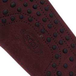 Pre Owned حذاء لوفرز تودز بفيونكة جلد مدبوغ عنابي مقاس 42.5