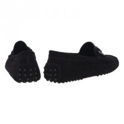 مملوكة مسبقًا حذاء لوفرز تودز بإبزيم هورسبت جلد مدبوغ أسود مقاس 42