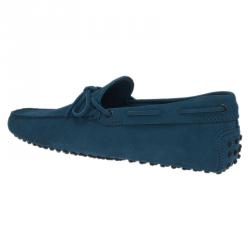 Pre Owned Tod's Blue Suede Bow Loafers Size 42