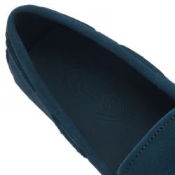 Pre Owned Tod's Blue Suede Bow Loafers Size 42