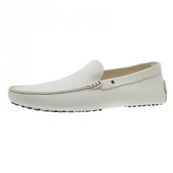 Pre Owned Tod's White Leather Loafers Size 44