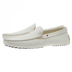 Pre Owned Tod's White Leather Loafers Size 44