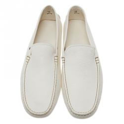 Pre Owned Tod's White Leather Loafers Size 44