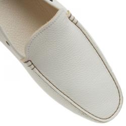 Pre Owned Tod's White Leather Loafers Size 44