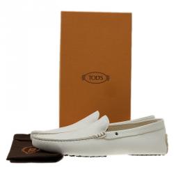 Pre Owned Tod's White Leather Loafers Size 44