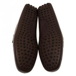 Pre Owned حذاء تودز لوفرز جلد بني بإبزيم لجام الحصان مقاس 44