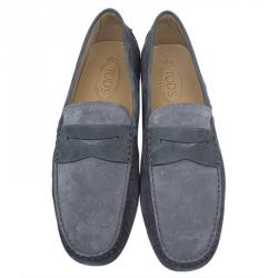 Pre Owned حذاء بيني لوفرز تودز سويدي رمادي و جلد مقاس 44