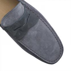 Pre Owned حذاء بيني لوفرز تودز سويدي رمادي و جلد مقاس 44