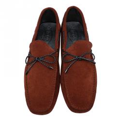 مملوكة مسبقًا Tod's Brown Suede Bow Loafers Size 45