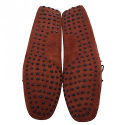 مملوكة مسبقًا Tod's Brown Suede Bow Loafers Size 45