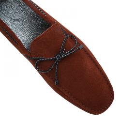 مملوكة مسبقًا Tod's Brown Suede Bow Loafers Size 45
