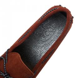 مملوكة مسبقًا Tod's Brown Suede Bow Loafers Size 45