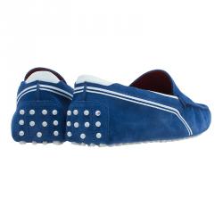 Pre Owned حذاء تودز فور فيراري  سويدي أبيض وأزرق وجلد مقاس 43.5