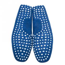 Pre Owned حذاء تودز فور فيراري  سويدي أبيض وأزرق وجلد مقاس 43.5