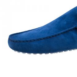 Pre Owned حذاء تودز فور فيراري  سويدي أبيض وأزرق وجلد مقاس 43.5